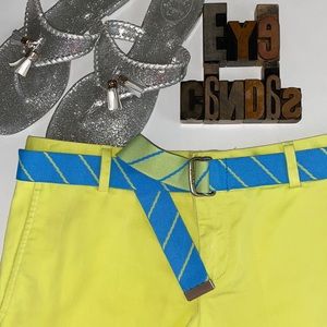 IZOD Women’s Turquoise/Diagonal Chartreuse Stripe Double Ring Belt